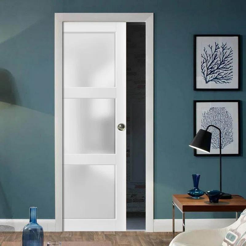 SARTODOORS Lucia Frosted Glass Sliding Closet White Door