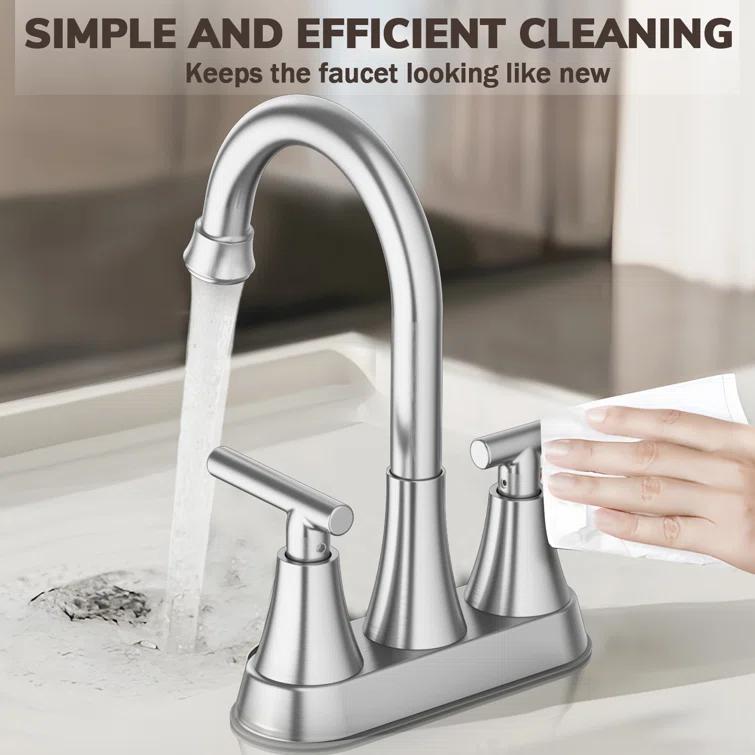 Kingtack Centerset 2-handle Bathroom Faucet with Drain Assembly BKTK0005AWDUSF