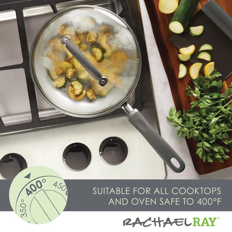 Rachael Ray Rachael Ray Create Delicious Nonstick Induction Deep Frying Pan / Skillet with Lid, 9.5 Inch