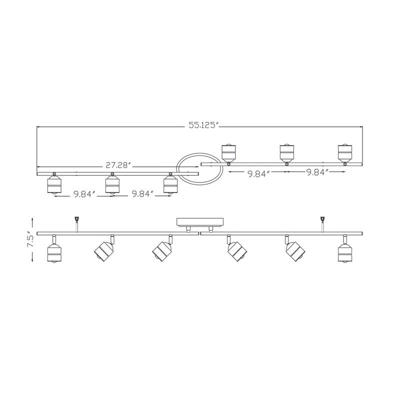 AFX Core 55.13'' 6 -Light Rail Track Kit with Dimmable and Adjustable Head