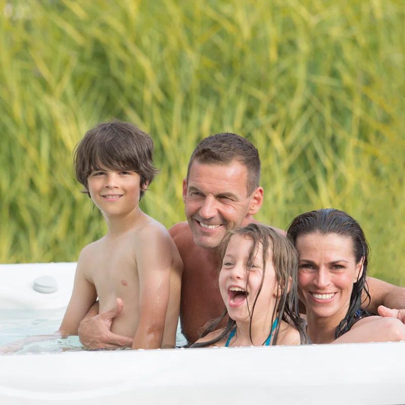 Buenospa New York 6 - Person 49 - Jet Acrylic Square Hot Tub with Ozonator and Cover in White