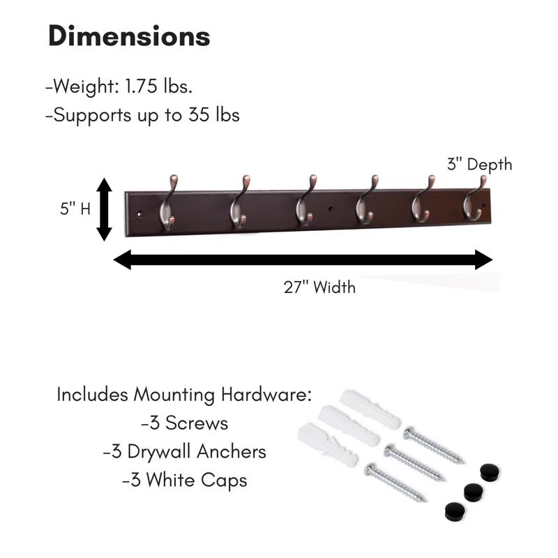 BirdRock Home Wall 6 - Hook Wall Mounted Coat Rack