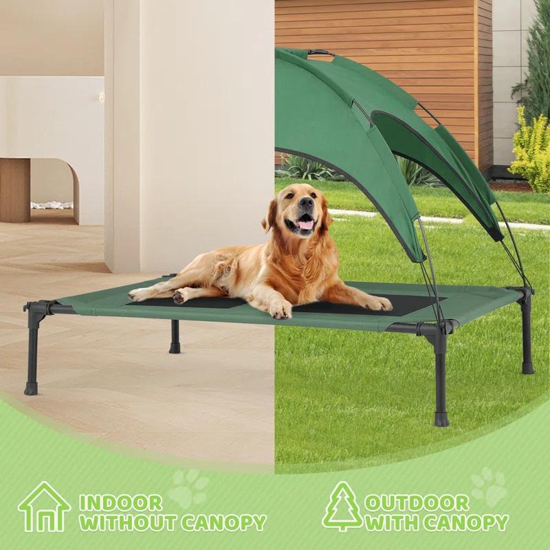 Tucker Murphy Pet™ Elevated Dog Bed With Canopy, Outdoor Dog Cot With Removable Canopy Shade Tent, Raised Pet Cot