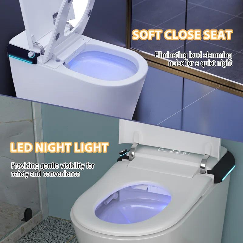 CASAINC CA-MT018U1 Smart Tankless Bidet Toilet,Elongated Heated Seat,Auto Open/Close,Warm Wash/Dryer,Foot Sensor Flush
