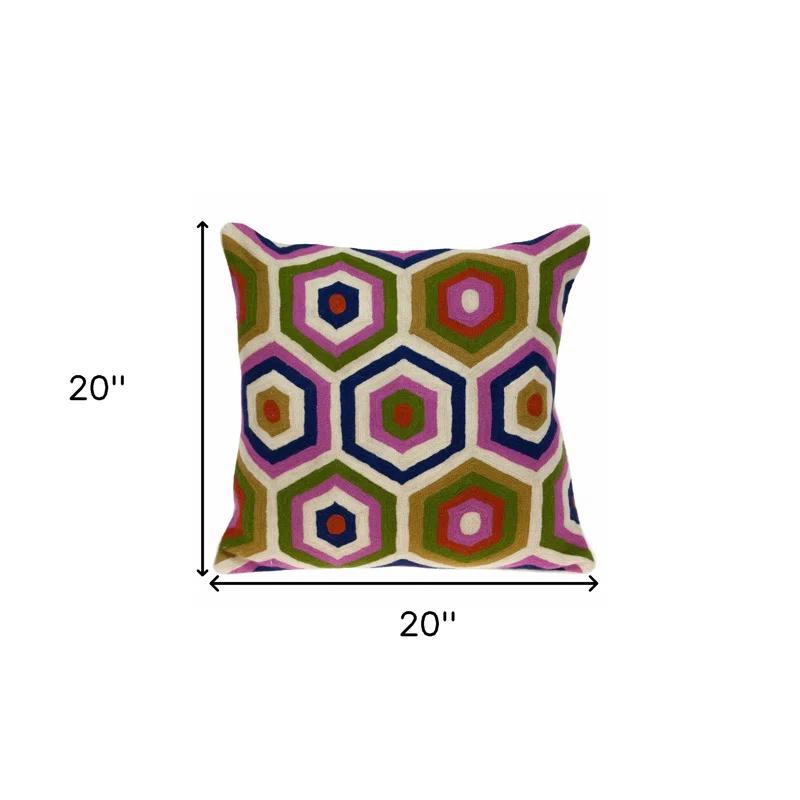 Parkland Collection 20" Beige and Pink Cotton Throw Pillow