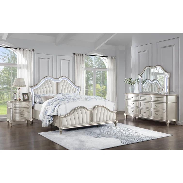 Alma Evangeline 4-Piece Queen Bedroom Set Silver Oak
