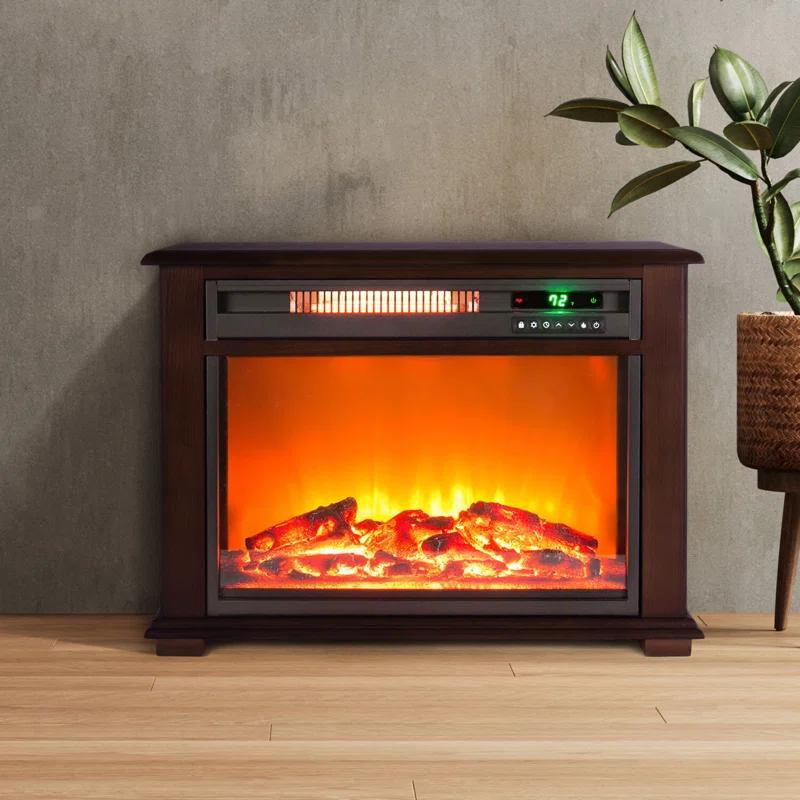 Lifesmart LifeSmart Portable Dark Walnut 3 Quartz Infrared Fireplace Heater with Remote Control and Timer