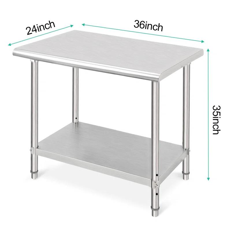 Stainless Steel Table Commercial Work Table,NSF Three Layer Workbench Heavy Duty Prep Worktable