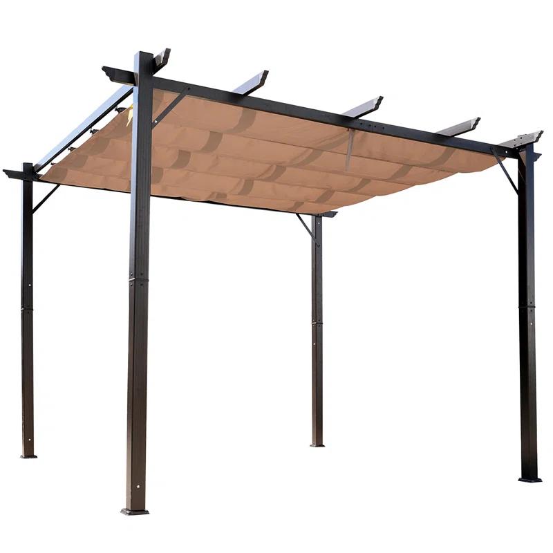 Outsunny Pergola with Retractable Shade Canopy, Aluminum