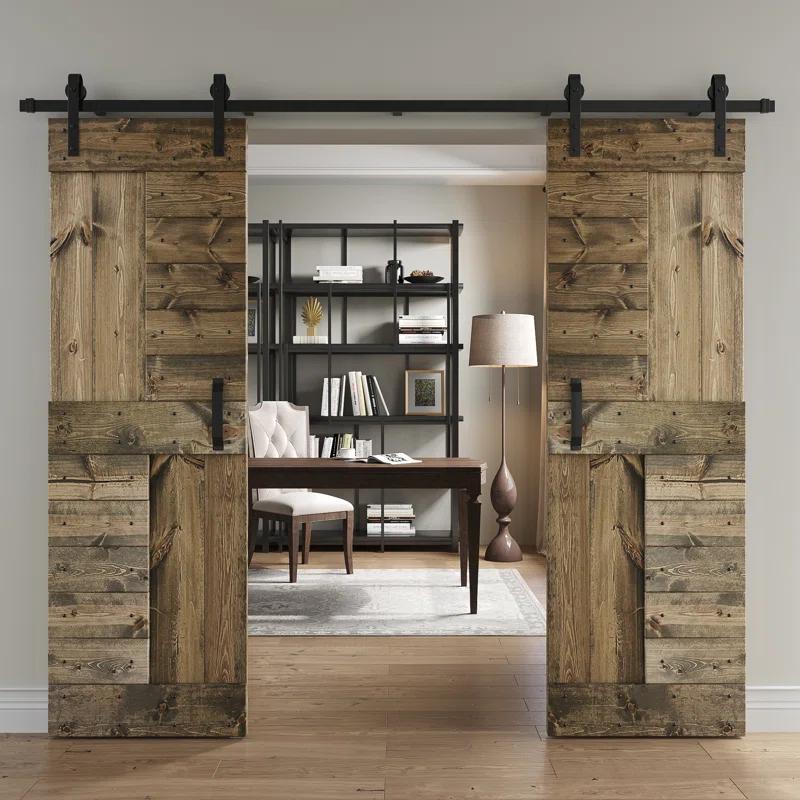 Coast Sequoia 84'' Solid Wood Paneled with Installation Hardware Kit Barn Door