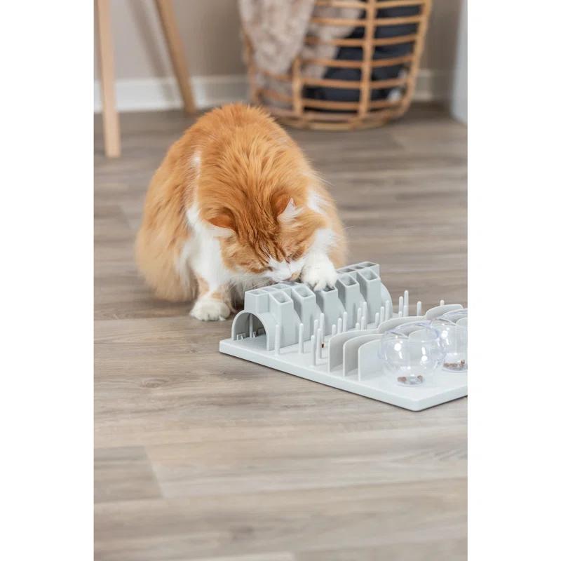 TRIXIE TRIXIE Fun Board Strategy Game for Cats, Puzzle Toy, Treat Dispenser, Interactive Play, White