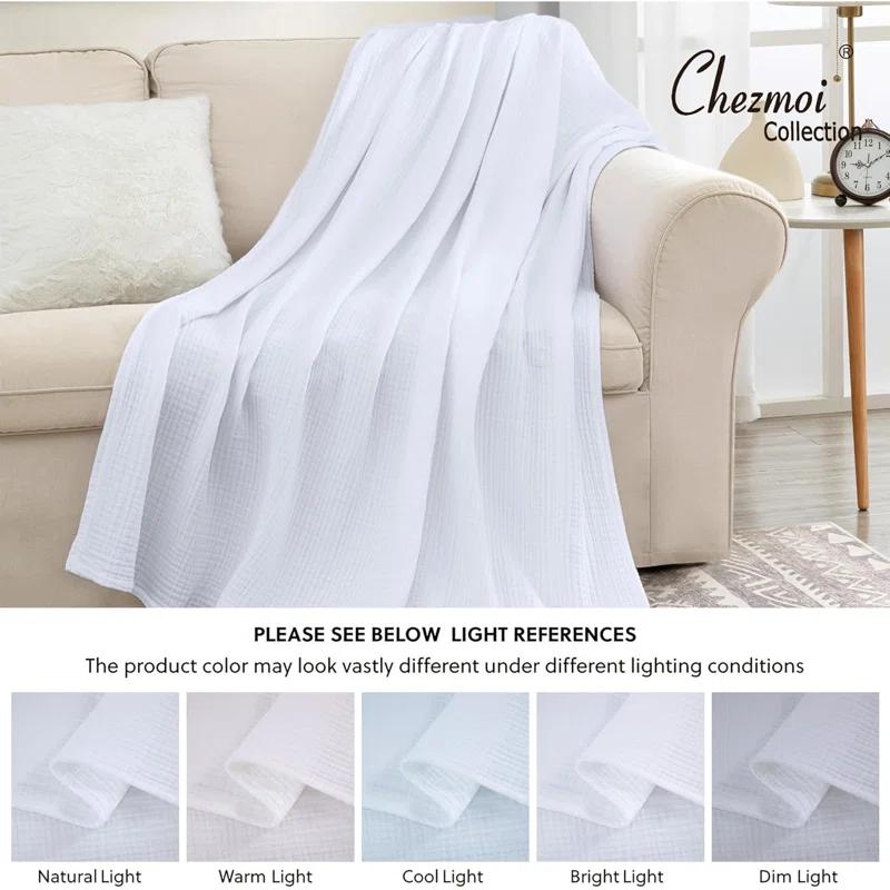 Chezmoi Collection Airy Lightweight 4 Layer Cotton Muslin Blanket