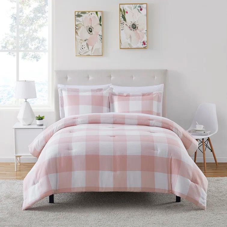 Sweet Home Collection Herringbone Weave Buffalo Check Bed in a Bag Comforter & Sheet Set