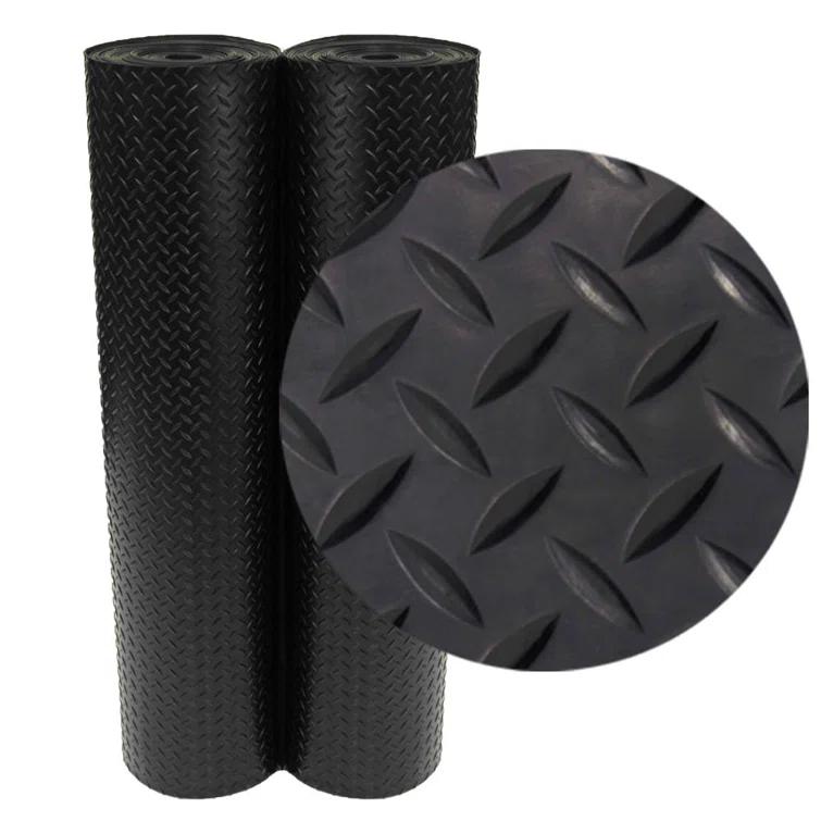 Rubber-Cal, Inc. Rubber-Cal "Diamond-Plate" Rubber Flooring Rolls Rubber-Cal, Inc. 48'' W x 24'' L Garage Flooring in Black