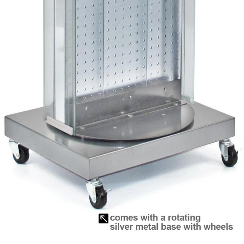Two-Sided Pegboard Floor Display on Revolving Wheeled Base. Spinner Rack Stand. Panel Size: 16"W x 60"H