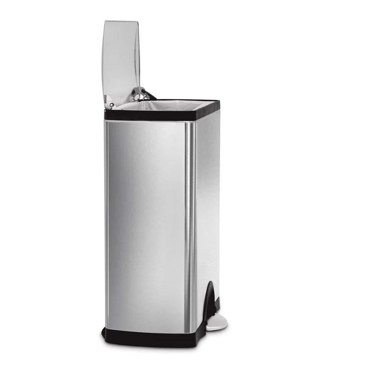 simplehuman 50 Liter / 13.0 Gallon Rectangular Kitchen Step Trash Can, Brushed Stainless Steel