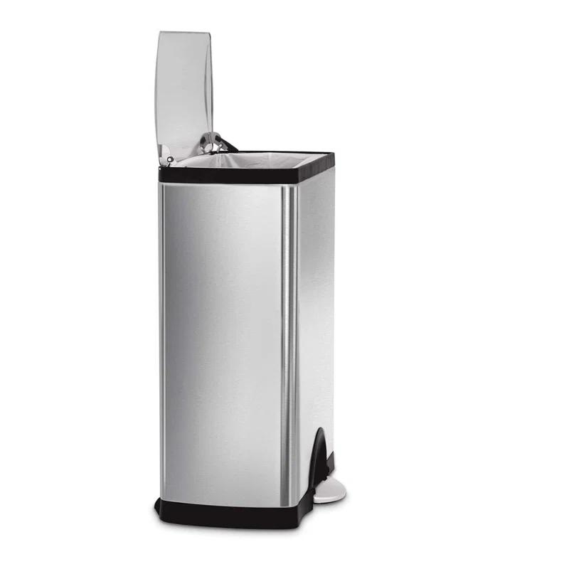 simplehuman 50 Liter / 13.0 Gallon Rectangular Kitchen Step Trash Can, Brushed Stainless Steel