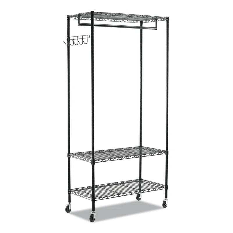 Alera® Wire Shelving Series Metal Rolling Clothing Rack