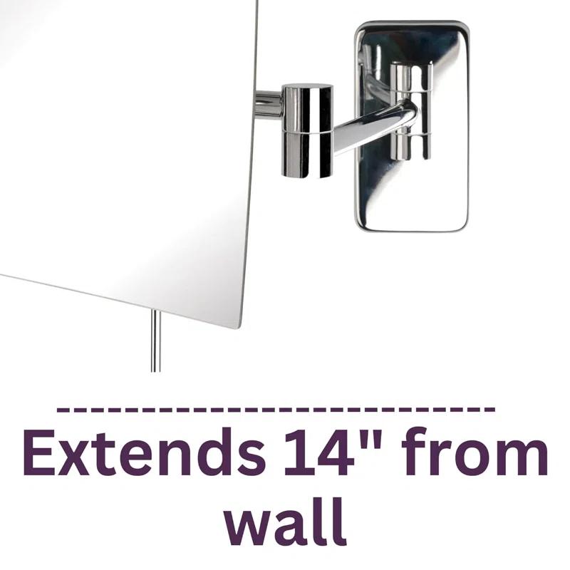 Wrought Studio™ Wall Mount Makeup Mirror with 5X Magnification - 8.75” x 6.5” Rectangular Mirror Extends 14”