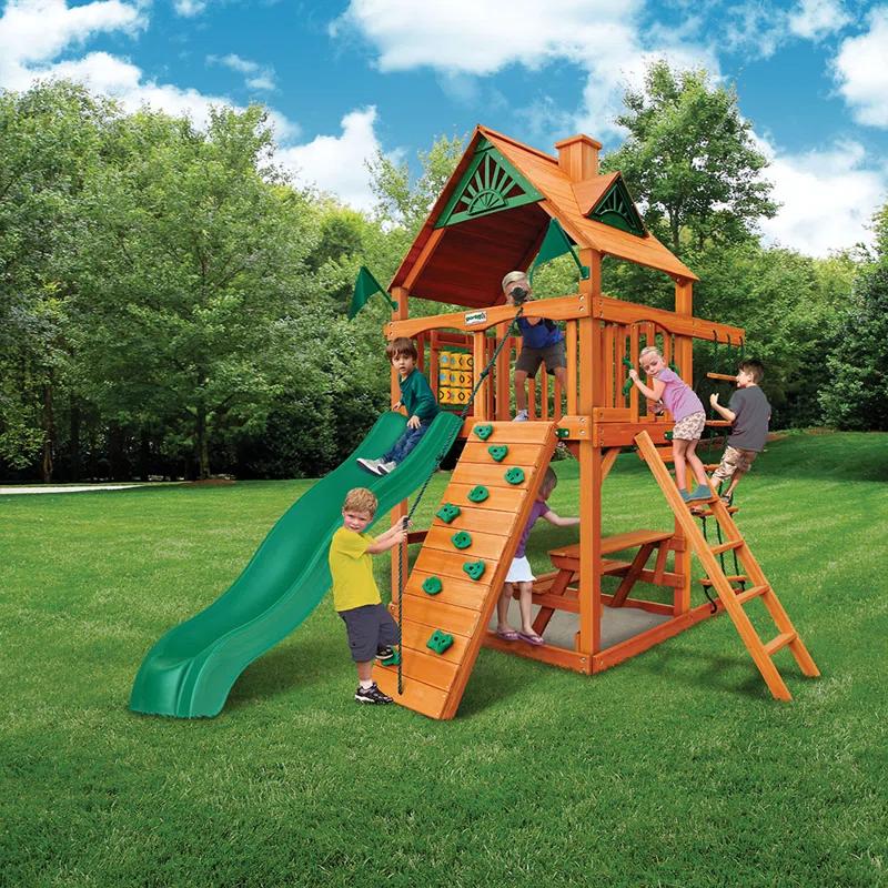 Gorilla Playsets Chateau Tower Swing Set with Wood Roof