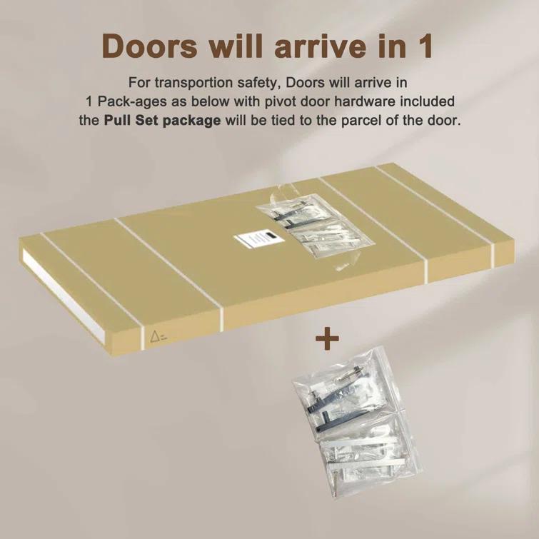 EASELIFE Frosted Glass And Solid Manufactured Wood Bi-Fold Door With Installation Hardware Kit