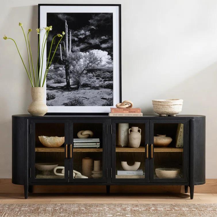 Tolle 82'' Drifted Oak and Glass Sideboard