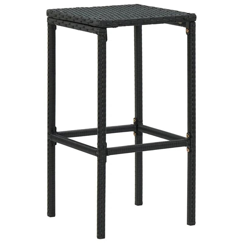 Benjara Vian Outdoor Barstool, Poly Rattan, Polyester (Set of 4)