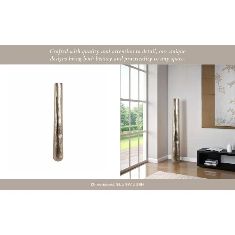 Sagebrook Home 58" Rounded Etched Metal Floor Vase, Silver | Perigold