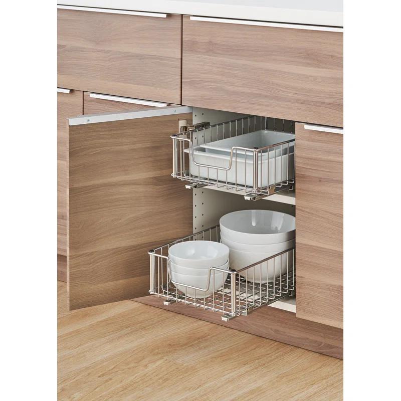 Trinity TRINITY 11.5 in. W x 6.25 in. H x 17.75 in. D Chrome Steel Wire in Cabinet Sliding Drawer