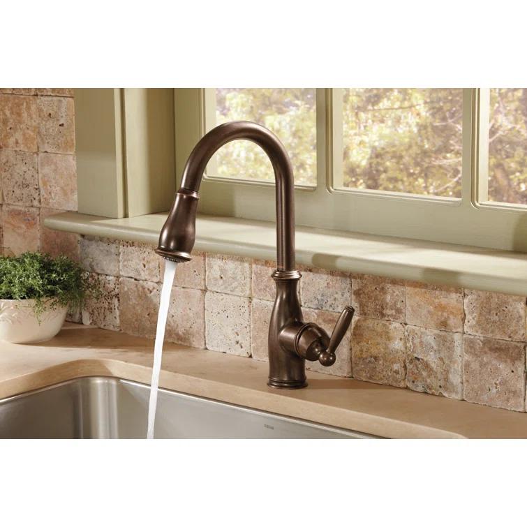 Moen MOEN Brantford Single-Handle Pull-Down Sprayer Kitchen Faucet with Reflex and Power Boost in Oil Rubbed Bronze 7185ORB
