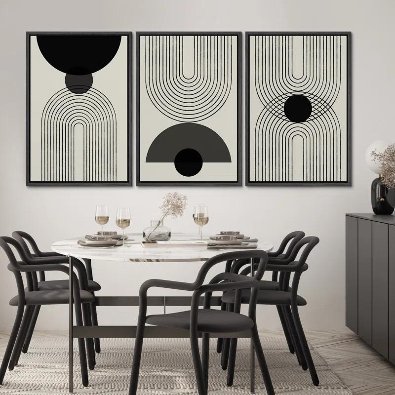 SIGNLEADER Mid-Century Modern Black And White Minimalist Abstract Home Decor Framed Wall Art Work Canvas Print