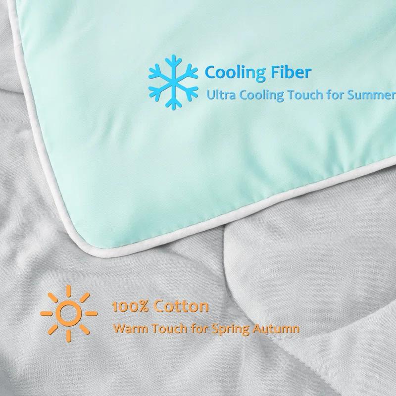 Catalonia Reversible Cooling Blanket, Lightweight Summer Comforter for Hot Sleepers, Silky Soft Summer Duvet Throw Size, 50 x 60 inches, Soft Breathable