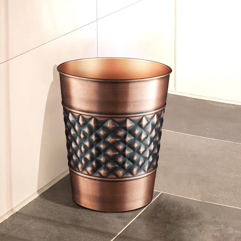 Monarch Abode Geometric Embossed Metal 1.7 Gallon Waste Basket