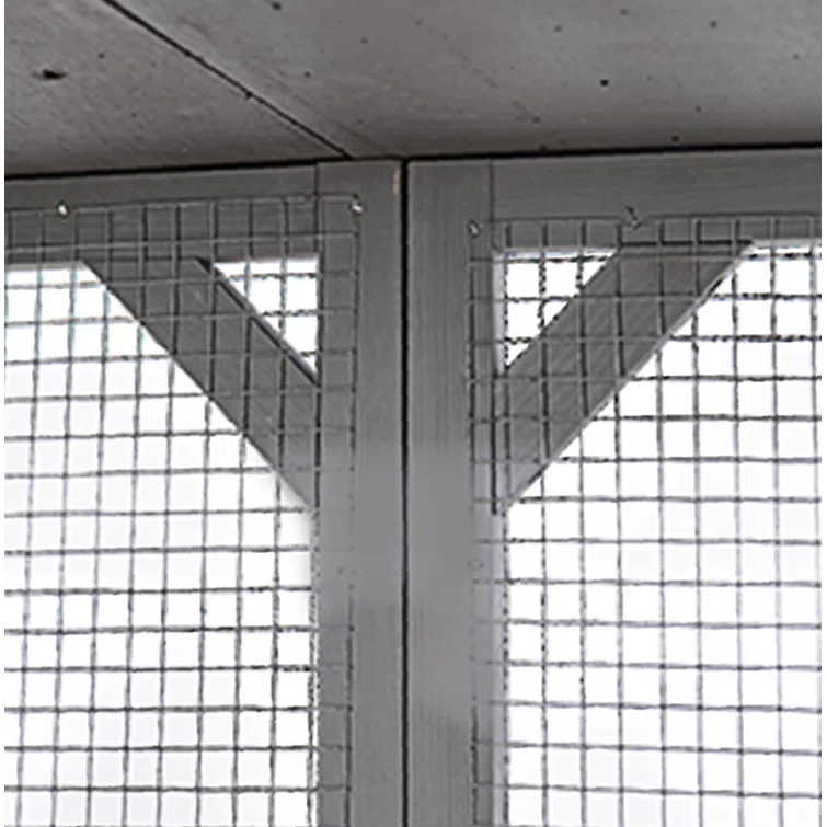 Gracie Oaks Outdoor Cat Enclosure with Roof 72" Height Cat Wooden House Large Cat Catio