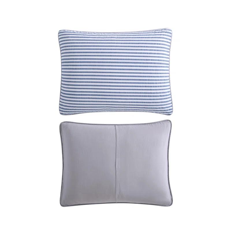 Nautica Fairwater Cotton Reversible Blue Quilt Set