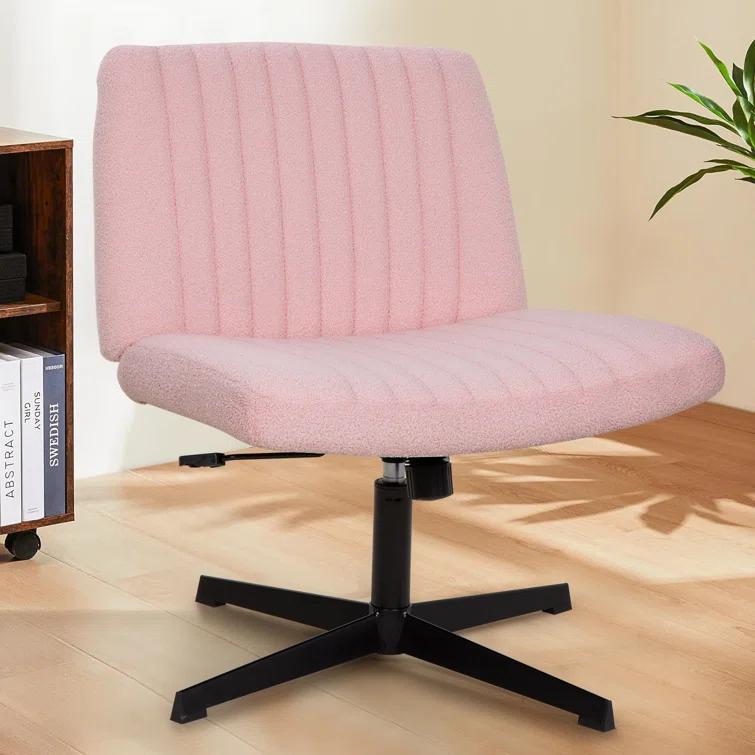 FDW Criss Cross Chair Armless Office Chair No Wheels Modern Swivel Height Adjustable Ergonomic Desk Chair With Wide Seat Computer Task Vanity Chair For Home Office