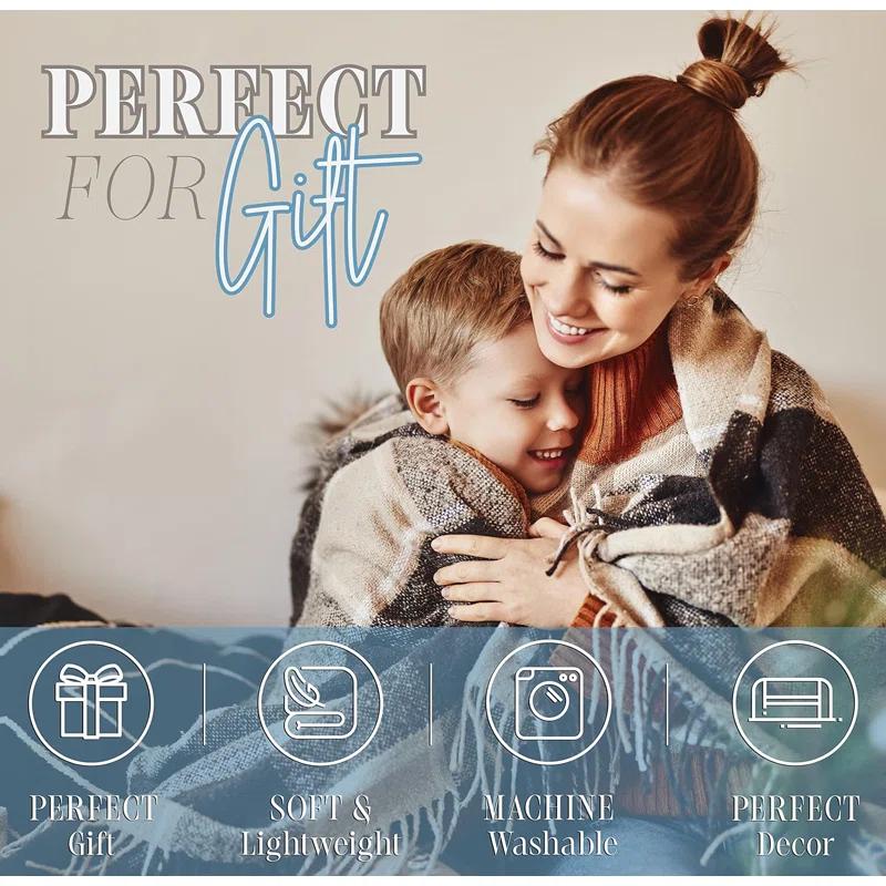 ELEGANT COMFORT Elegant Comfort Luxury Ultra Plush Velvet Touch 50 X 60Inch Christmas Blanket, Cozy, Soft And Warm Holiday Printed Fleece, 50 X 60, Santa Snowman Gray