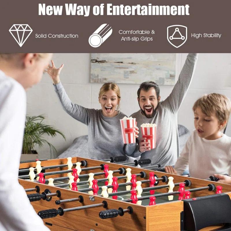 JETEHO Multi Game Table, 3-In-1 48" Combo Game Table W/Soccer, Billiard, Slide Hockey, Wood Foosball Table, Perfect For Game Rooms, Arcades, Bars, Parties, Family Night