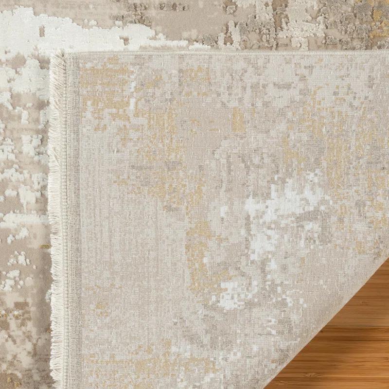 Gertmenian Florance Gela Modern Abstract Beige/Gold High-Low Viscose/Acrylic Area Rug