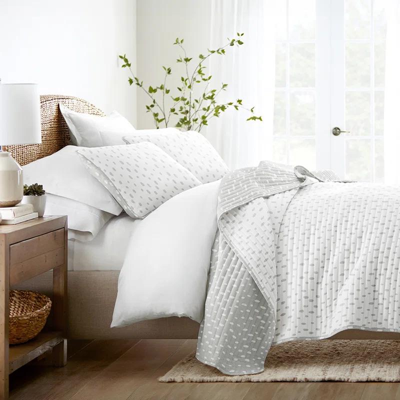 Becky Cameron Becky Cameron Gray Polka Dots Pattern Reversible Quilt Set
