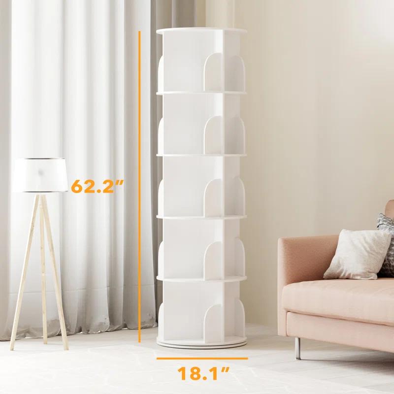SpaceAid Rotating Bookshelf Tower, 360° Spinning Bookcase Lazy Susan, Revolving Round Carousel For Book Storage, Vertical Turning Spiral Corner Organizer