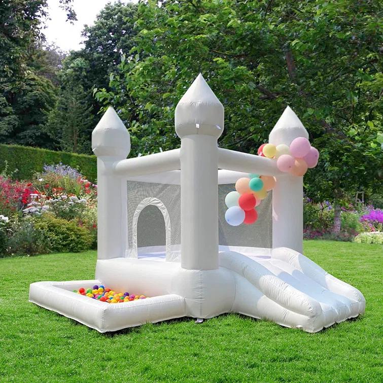 Connsann 9' x 9' Oxford White Bounce House with Slide and Air Blower