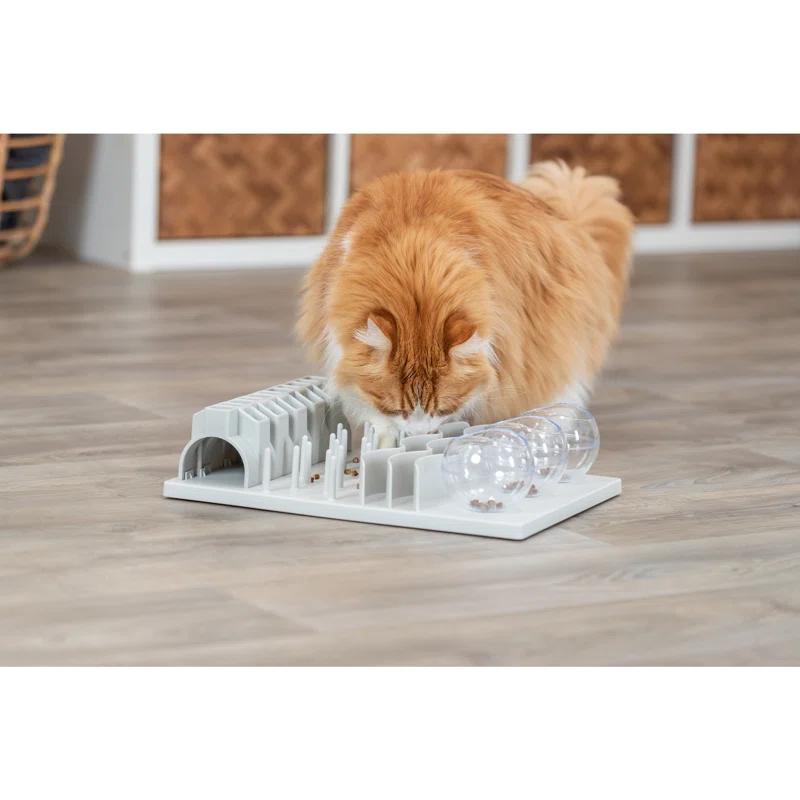 TRIXIE TRIXIE Fun Board Strategy Game for Cats, Puzzle Toy, Treat Dispenser, Interactive Play, White