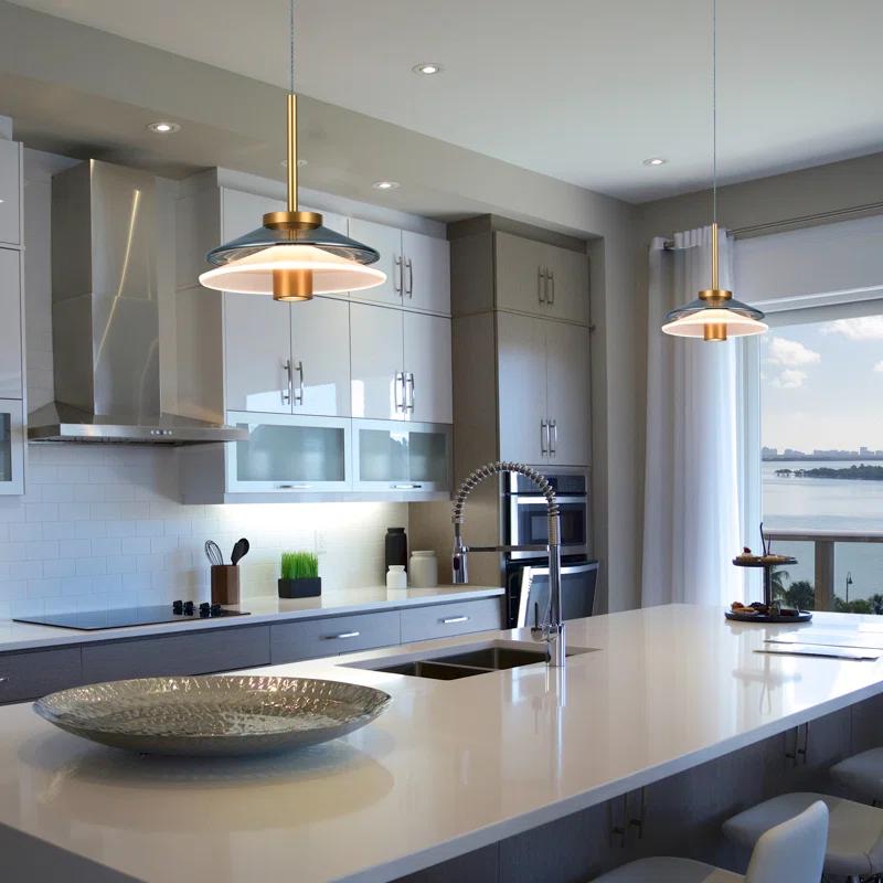 Verona 7-in 100-277V 1-Light ETL Certified Integrated LED Height Adjustable Cone Pendant Lighting