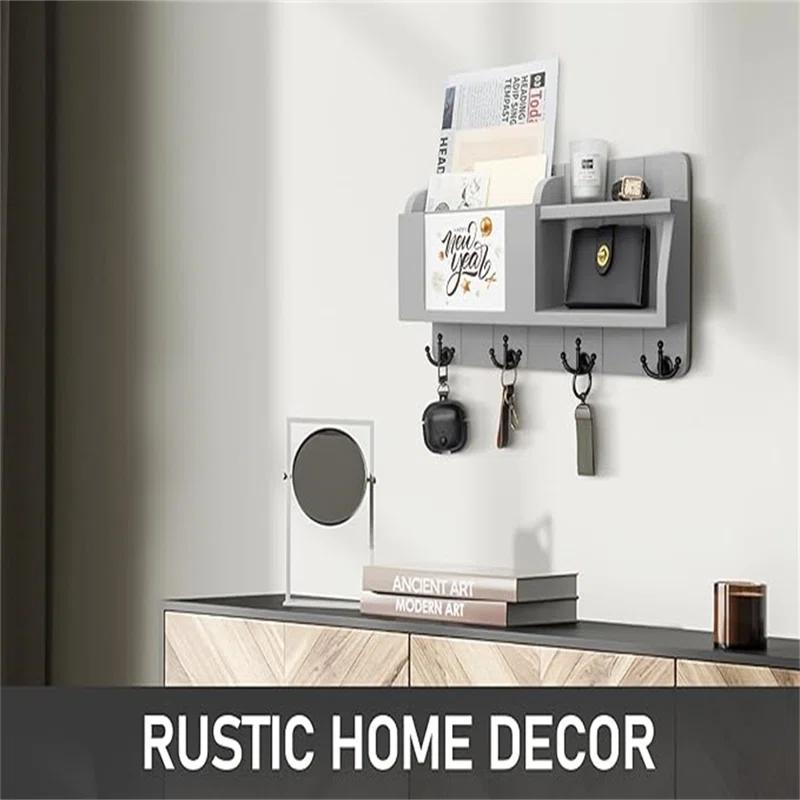 RIZPET Key Holder And Mail Organizer Wall Mount With Shelf - Modern Home Decor For Entryway