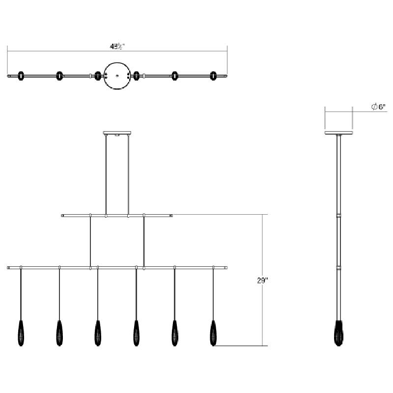 Suspenders 6 - Light Satin Black LED Kitchen Island Pendant
