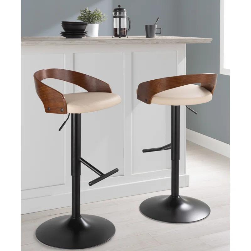 Grotto Swivel Upholstered Adjustable Height Counter Stool with Metal Frame (Set of 2)