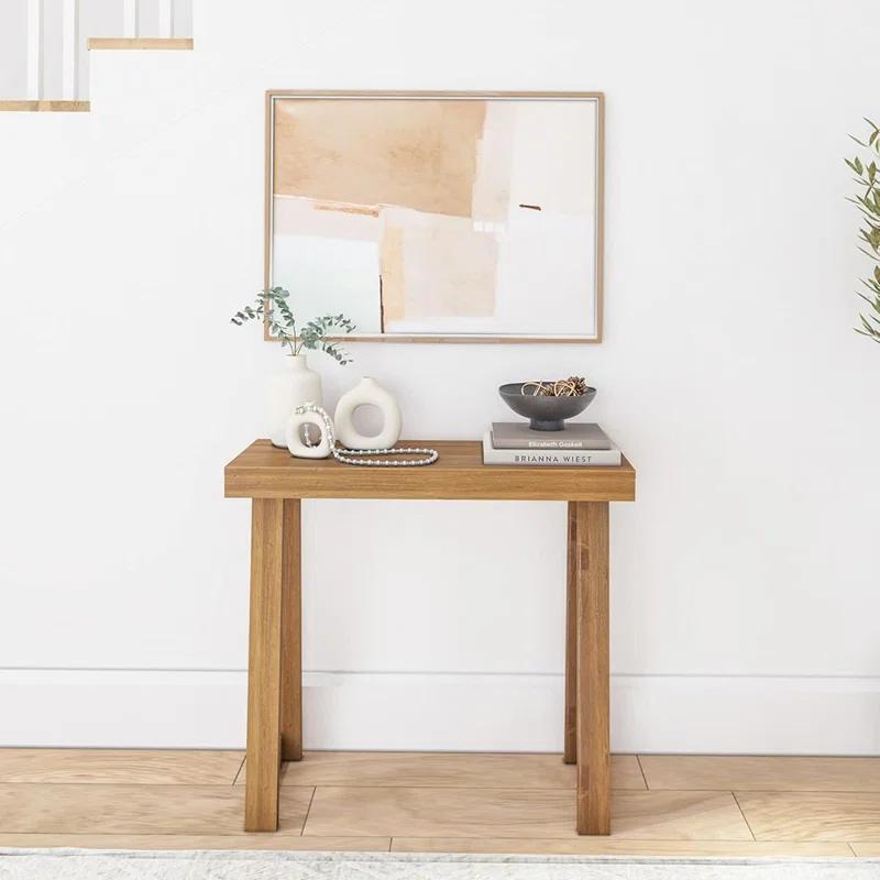 Millwood Pines Solid Wood Console Table, 36 Inch, Sofa Table, Narrow Entryway Table For Hallway, Behind The Couch, Living Room, Foyer, Easy Assembly, Pecan