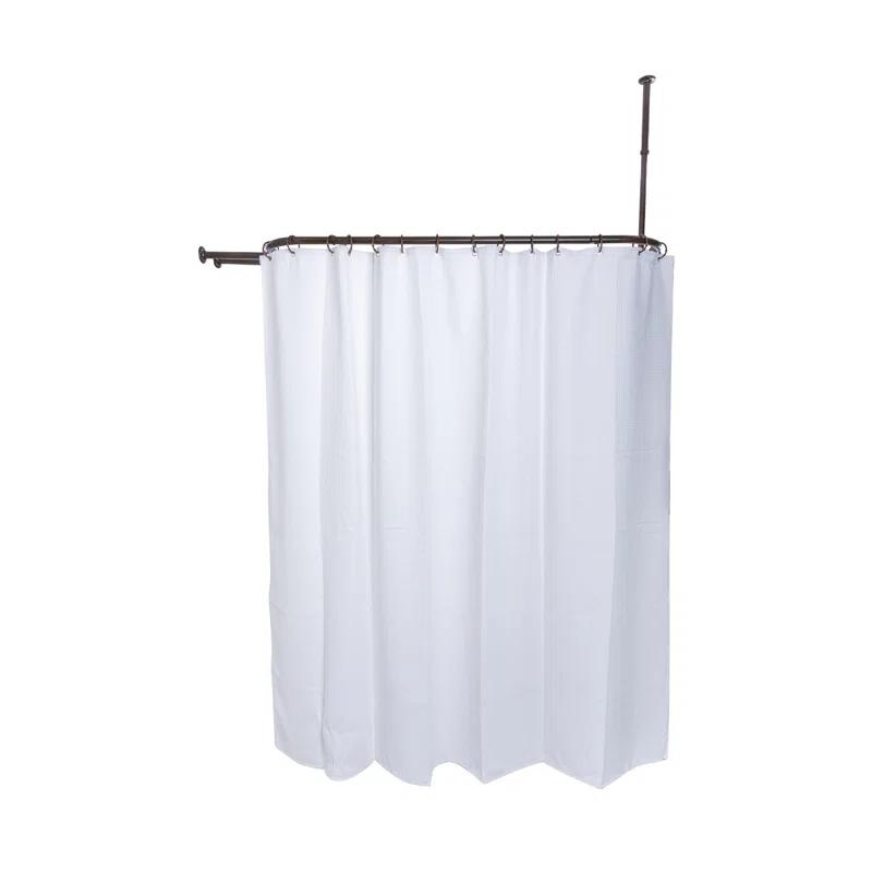 Utopia Alley Rustproof 54" L D-Shaped Fixed Shower Curtain Rod & Hook Set | Wayfair