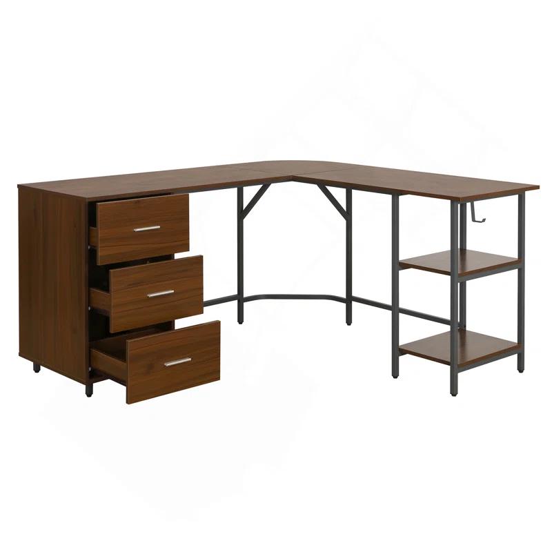 17 Stories Techni Mobili L-Shape Home Office Two-Tone Desk With Storage